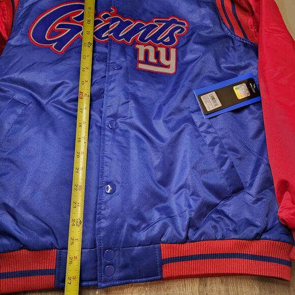 New York Giants Jacket Varsity Satin Bomber Coat Mens Medium Embroidered Logo - Picture 9 of 11